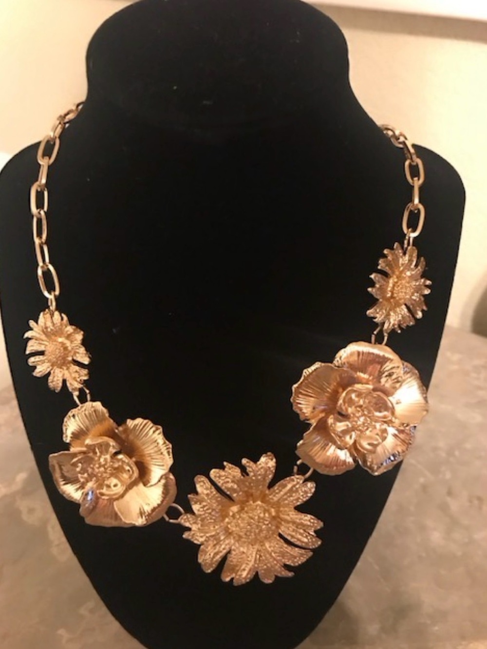 Gold Floral Statement Necklace - Women Jewelry
